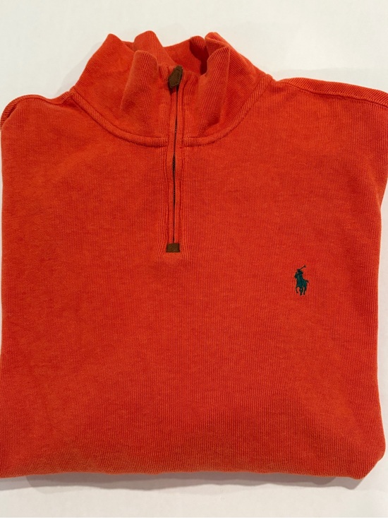 Polo Ralph Lauren Other - Polo Ralph Lauren Estate Rib Quarter Zip Pullover burnt orange XXL Logo sweater